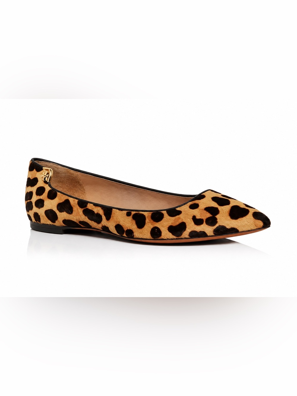 Tory Burch Leopard Print Calf Hair Pointed Toe Flats